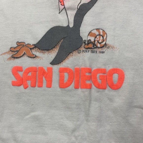 Vintage Poly Tee’s 1989 San Diego Shirt Size XL Short Sleeve Shark Lunch - Picture 3 of 12